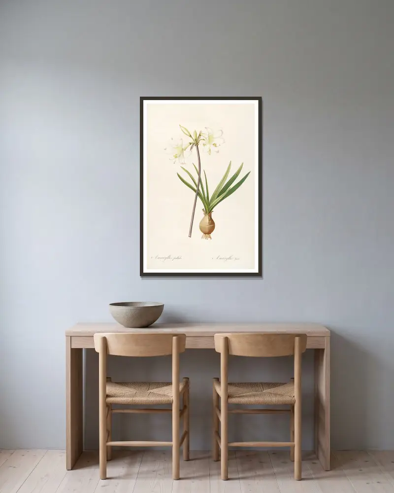 Die Liliengewächse, Tafel 58 von Pierre Joseph Redouté gerahmt an einer Wand