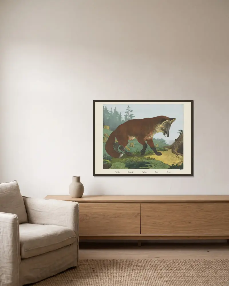 Fuchs von Joseph Scholz gerahmt an einer Wand