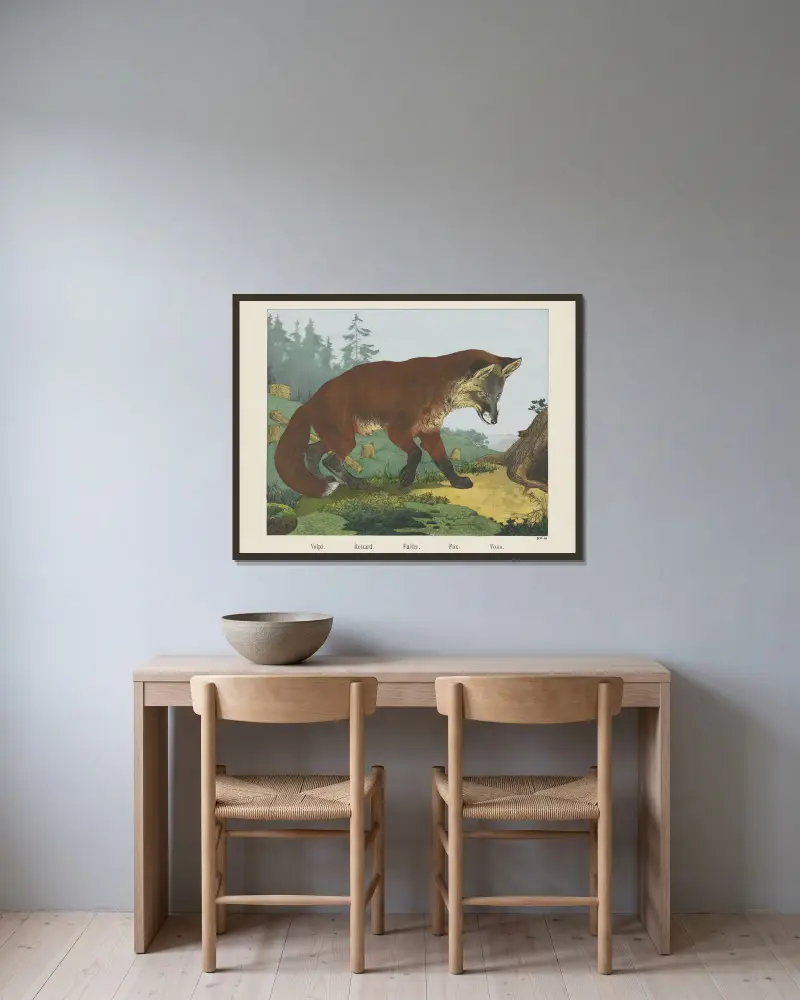 Fuchs von Joseph Scholz gerahmt an einer Wand