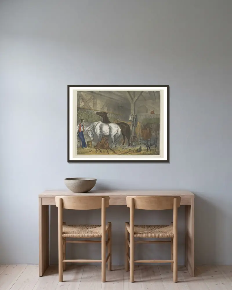 Stajnia, Joseph Scholz w ramie na ścianie