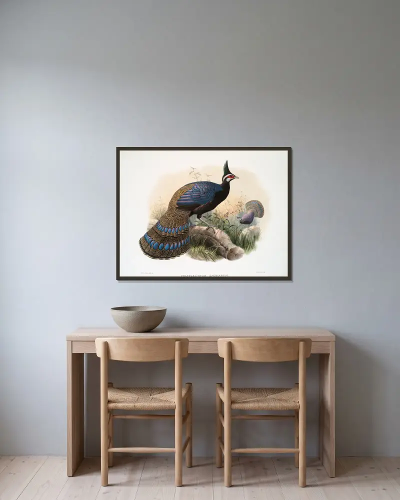 Polyplectron emphanum. av Joseph Smit inramad på en vägg