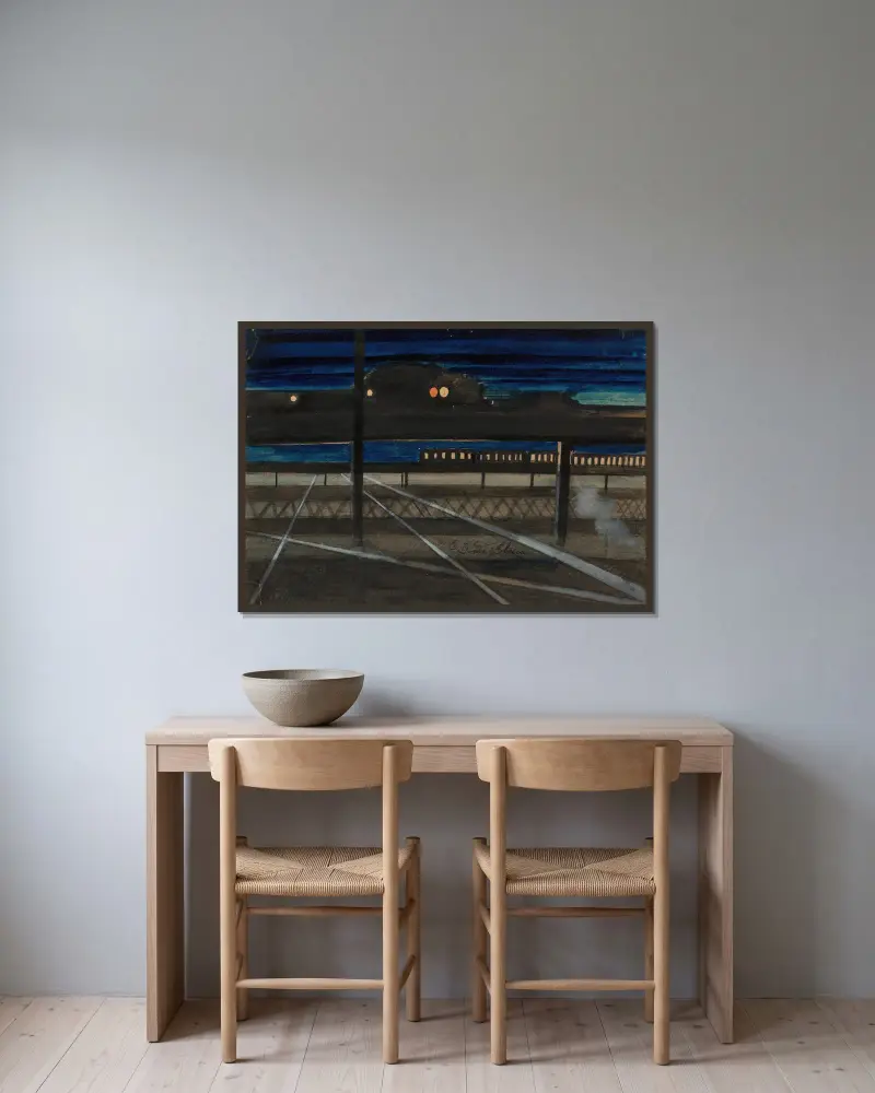Elevated Railroad, Joseph Stella v rámu na stěně
