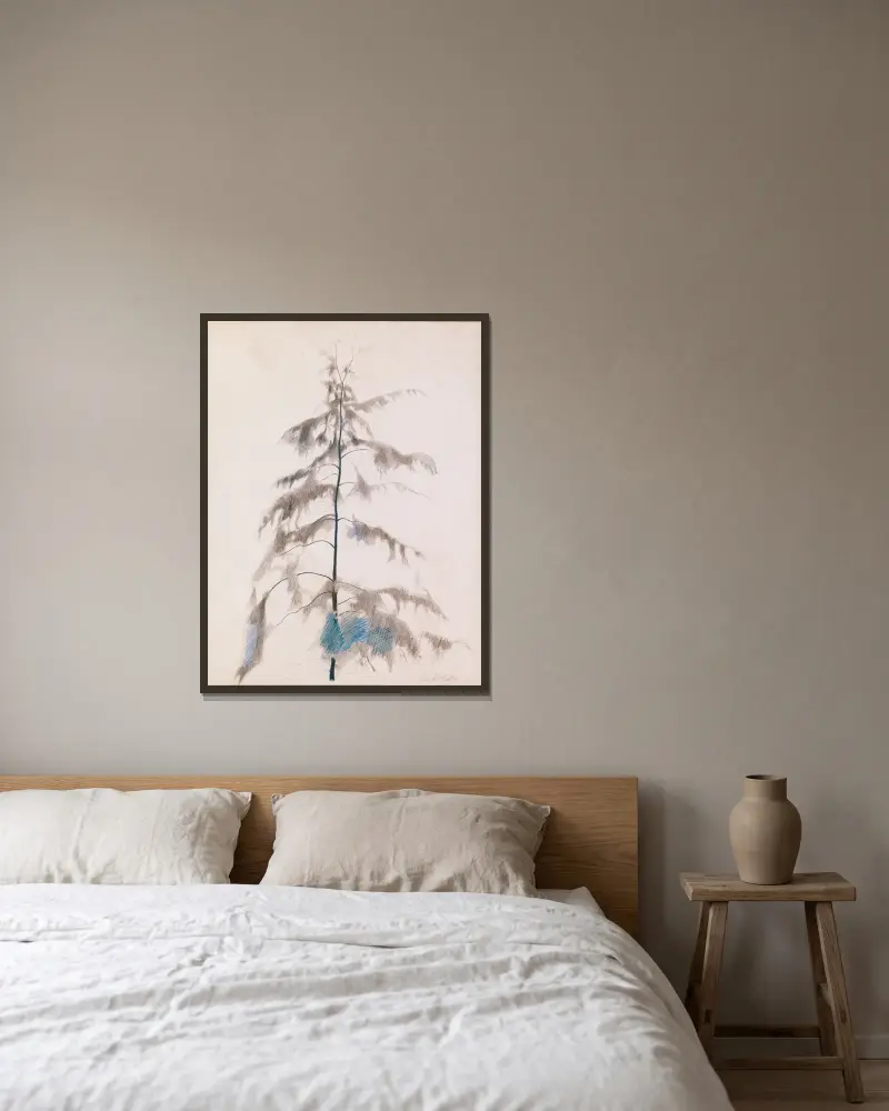 Pine Tree av Joseph Stella inramad på en vägg