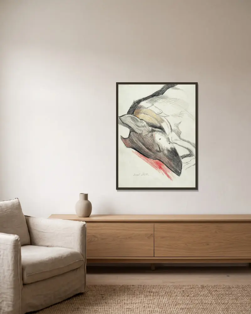 Śpiący pies, Joseph Stella w ramie na ścianie