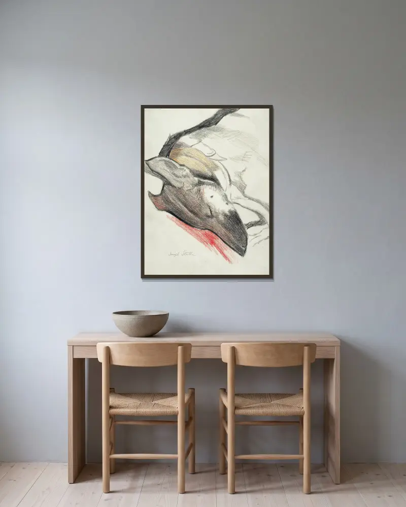 Śpiący pies, Joseph Stella w ramie na ścianie