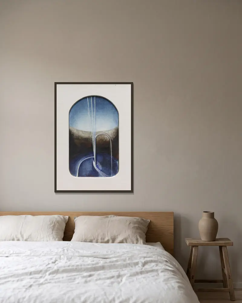 Gesang der Nachtigall von Joseph Stella gerahmt an einer Wand