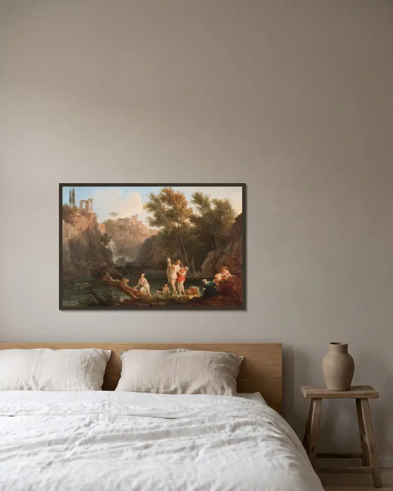 Die vier Tageszeiten – Abend von Claude-Joseph Vernet gerahmt an einer Wand