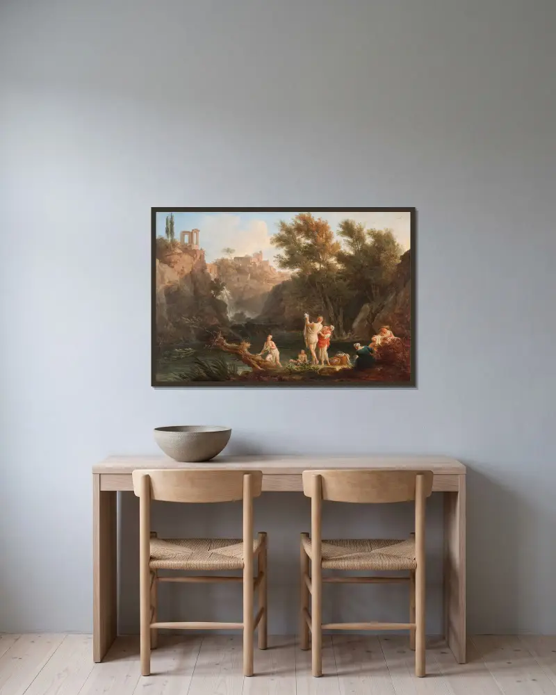Die vier Tageszeiten – Abend von Claude-Joseph Vernet gerahmt an einer Wand