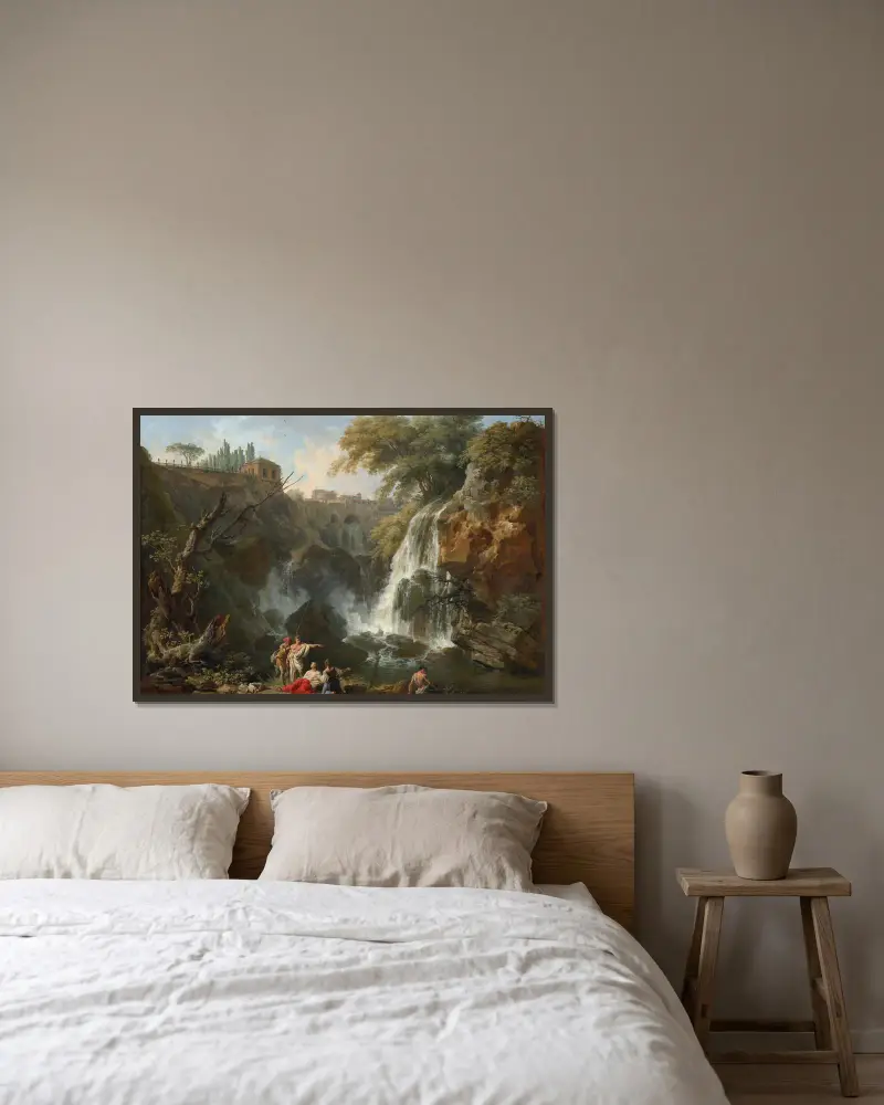 Vattenfallen vid Tivoli, med Villa Maecenas av Claude-Joseph Vernet inramad på en vägg