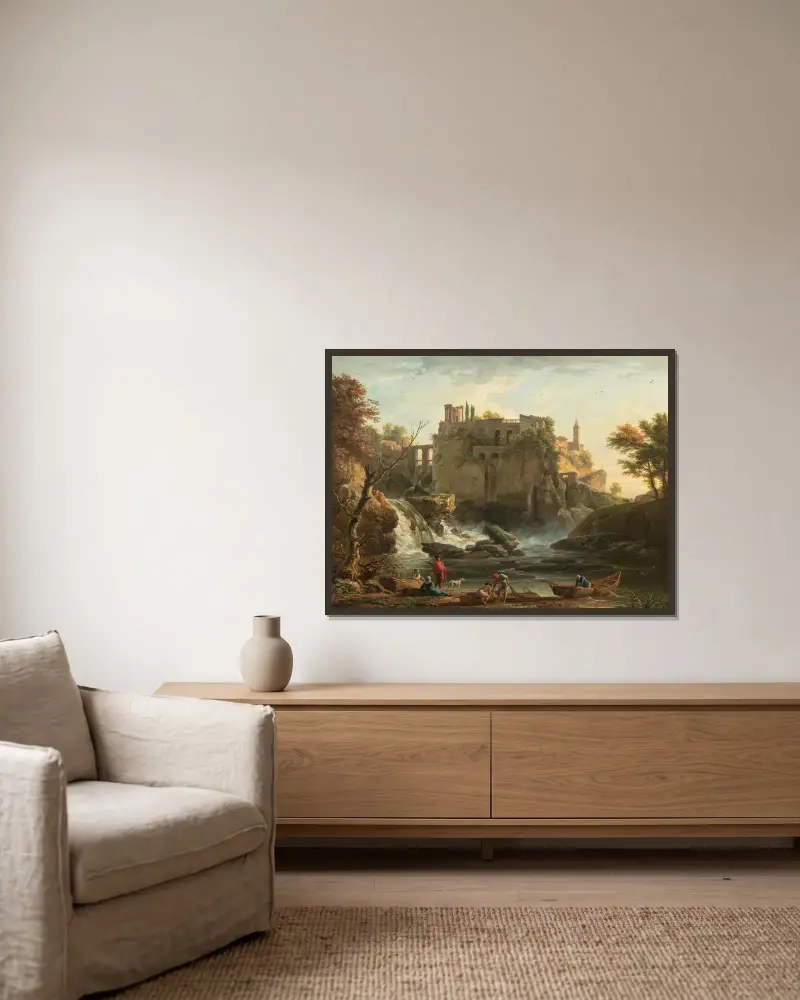 Utsikt över Tivoli av Claude-Joseph Vernet inramad på en vägg