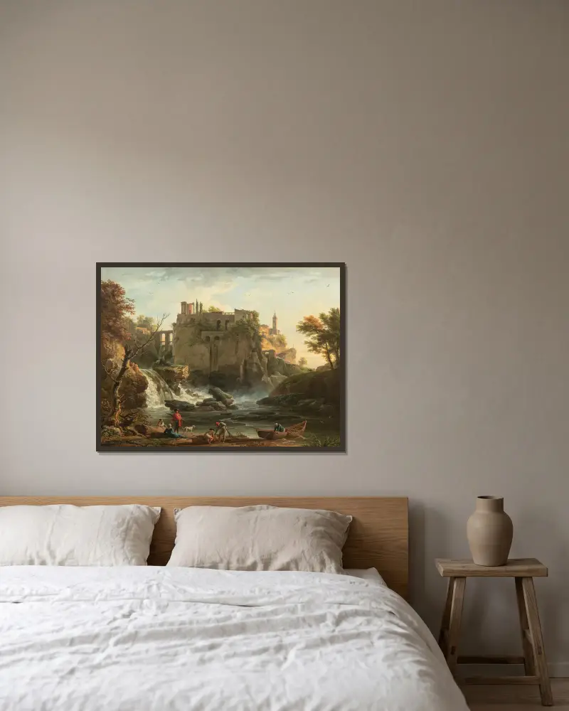 Utsikt över Tivoli av Claude-Joseph Vernet inramad på en vägg