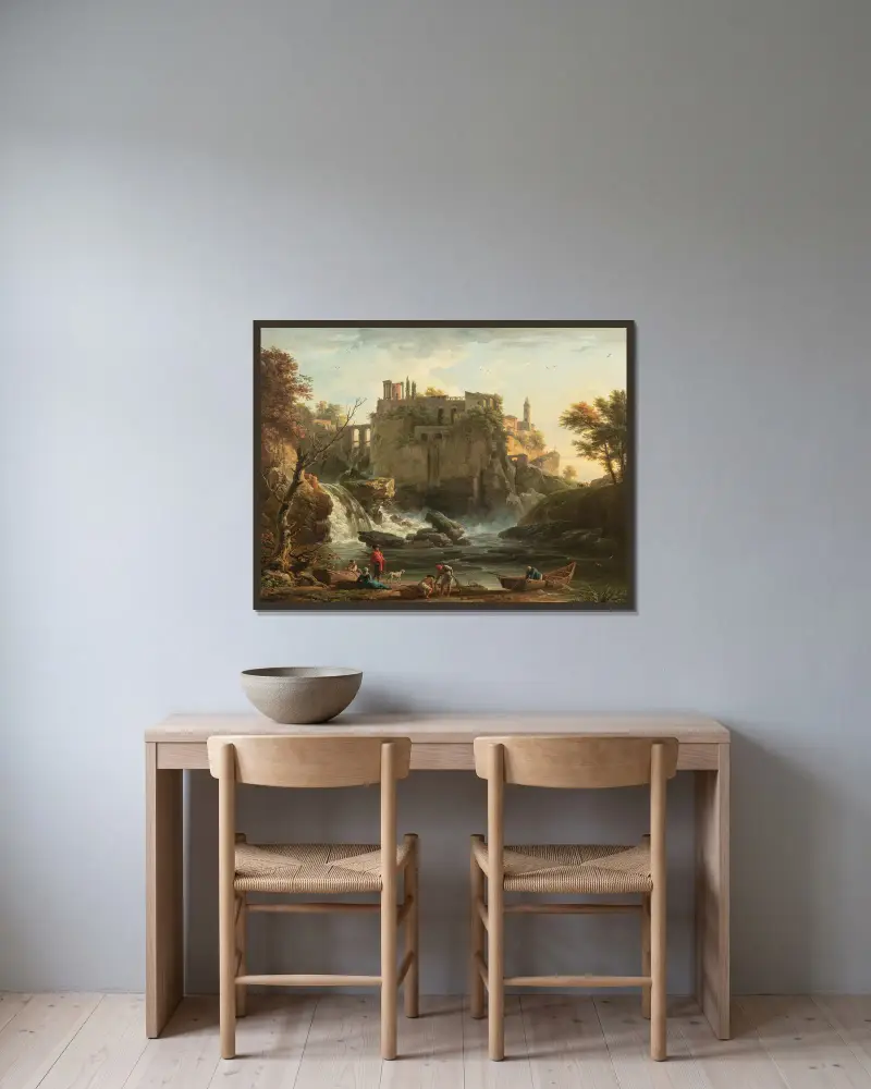 Utsikt över Tivoli av Claude-Joseph Vernet inramad på en vägg