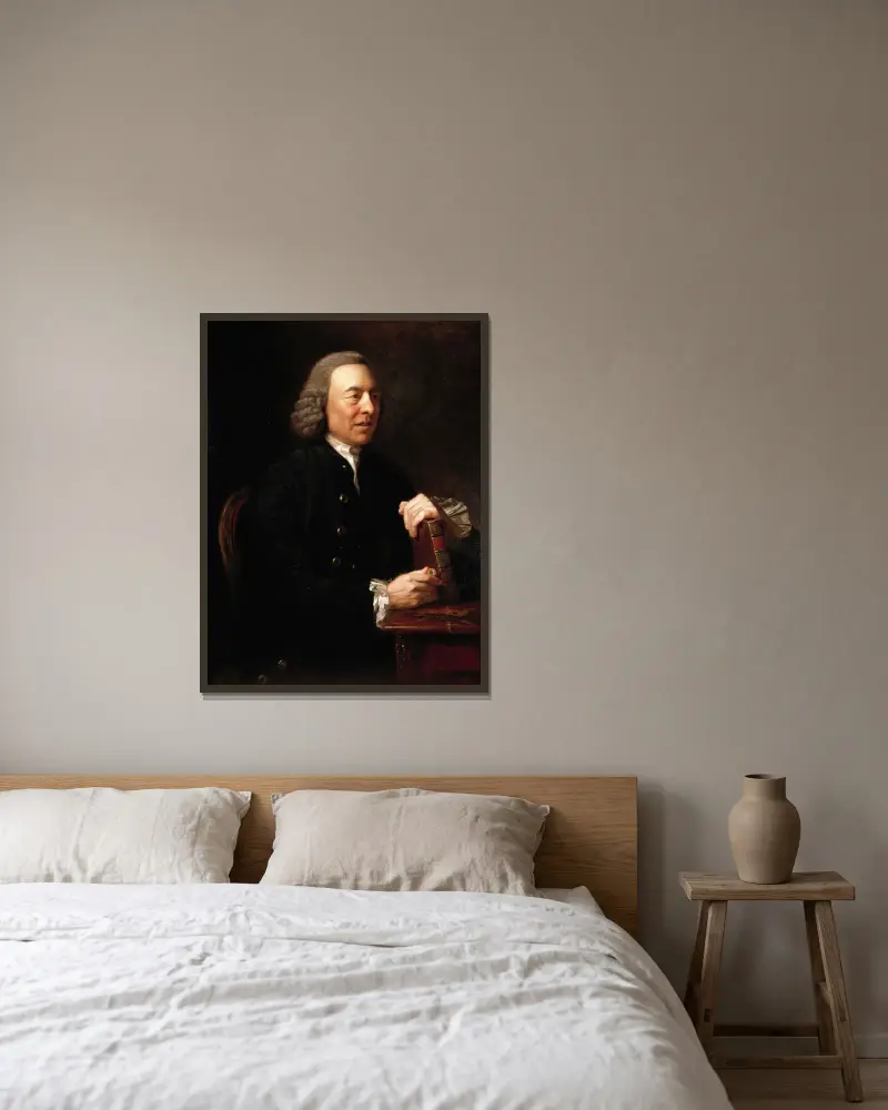Porträtt av Benjamin Stillingfleet av Johan Joseph Zoffany inramad på en vägg