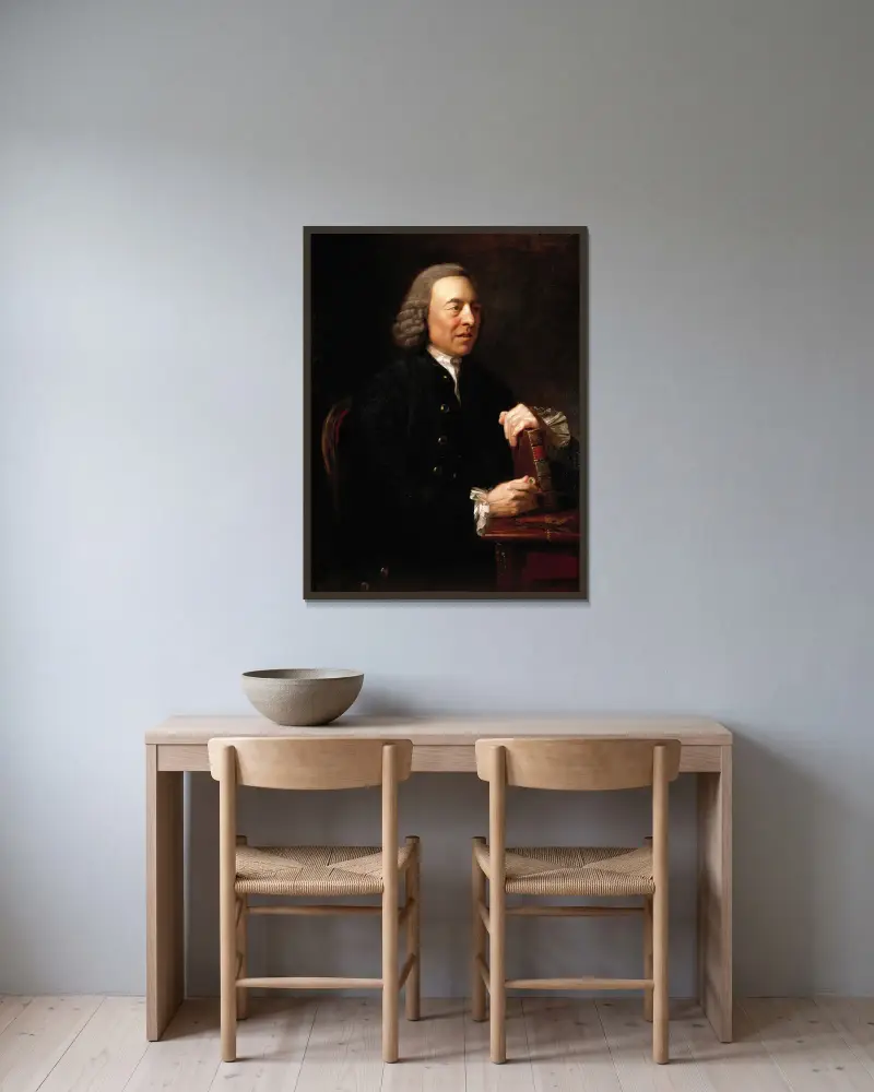 Porträtt av Benjamin Stillingfleet av Johan Joseph Zoffany inramad på en vägg