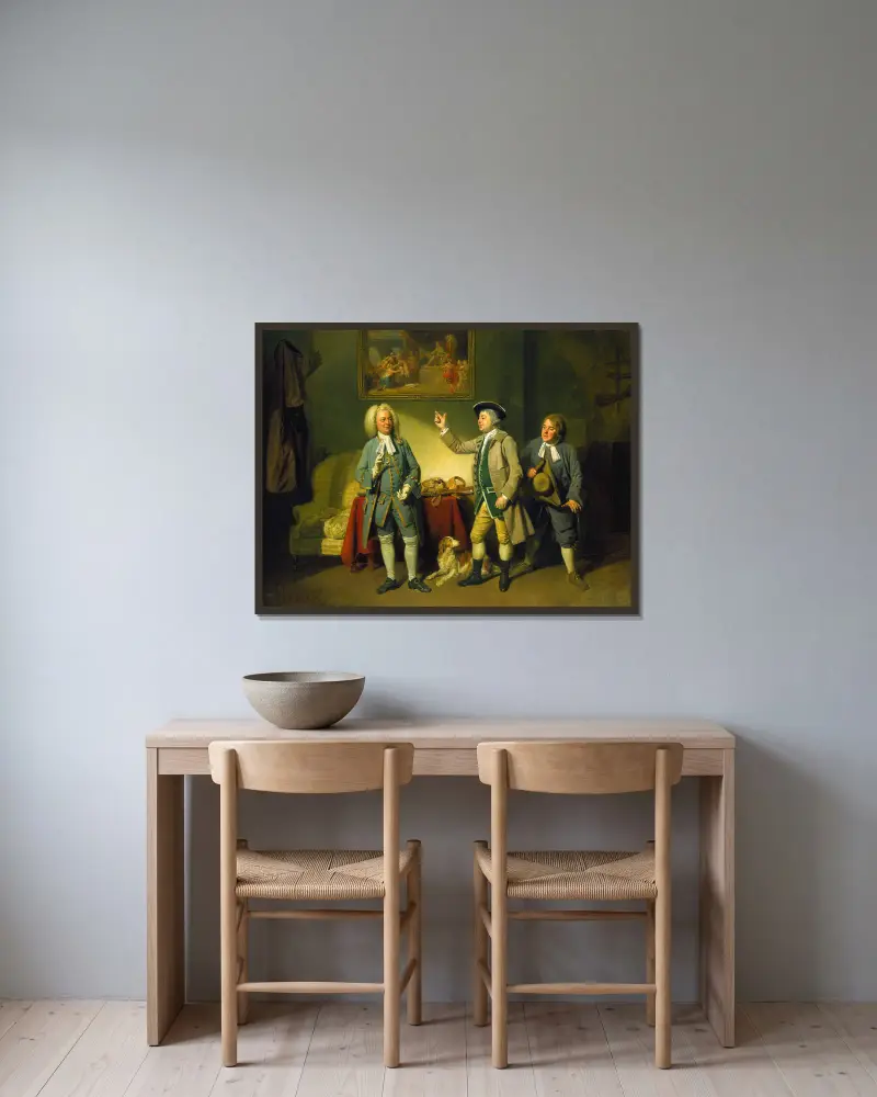 Scen ur ”Love in a Village” av Johan Joseph Zoffany inramad på en vägg