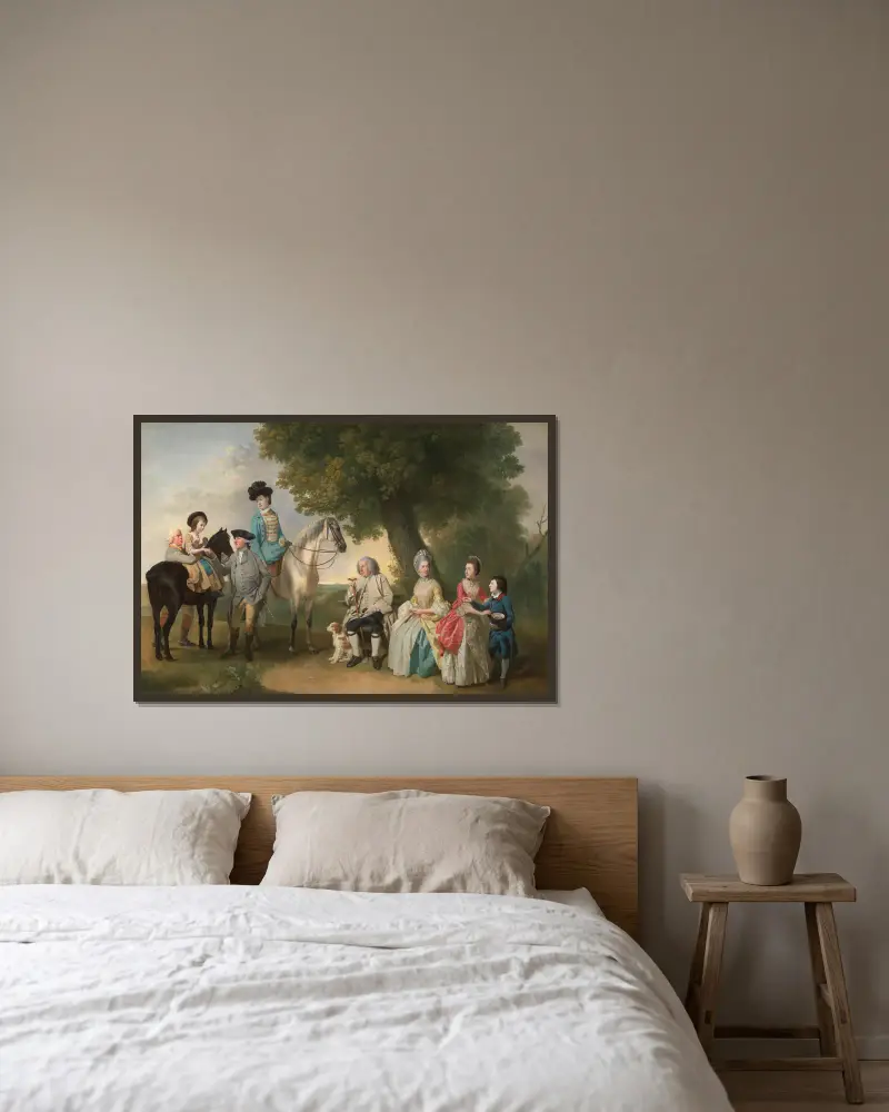 Familjen Drummond av Johan Joseph Zoffany inramad på en vägg