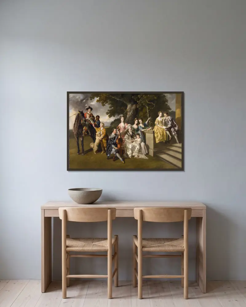 Die Familie von Sir William Young von Johan Joseph Zoffany gerahmt an einer Wand