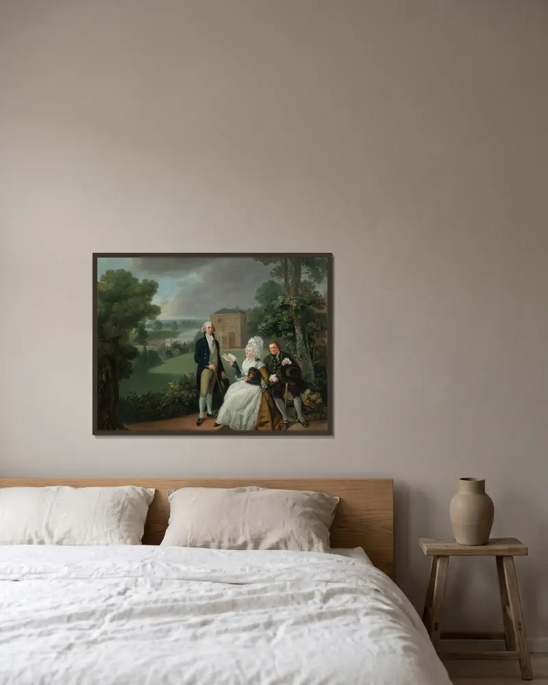 Die Familie Sayer von Richmond von Johan Joseph Zoffany gerahmt an einer Wand