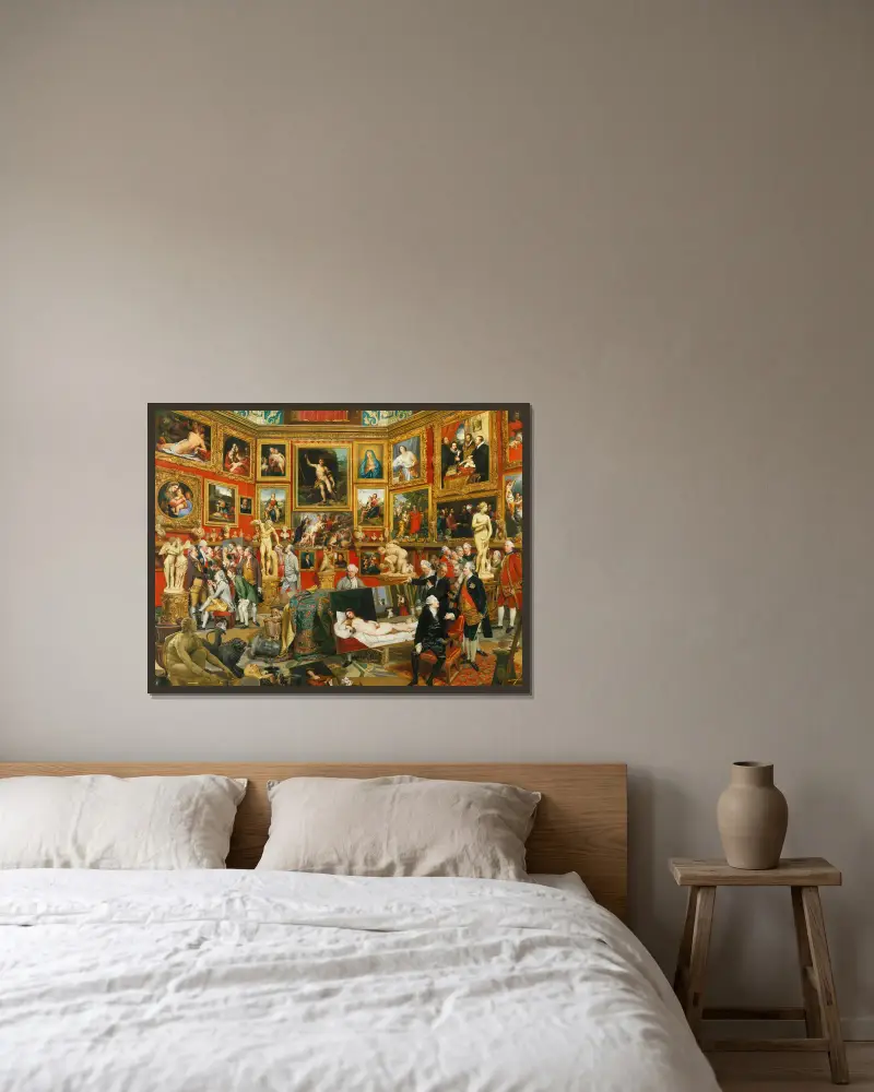 Tribunan i Uffizi av Johan Joseph Zoffany inramad på en vägg