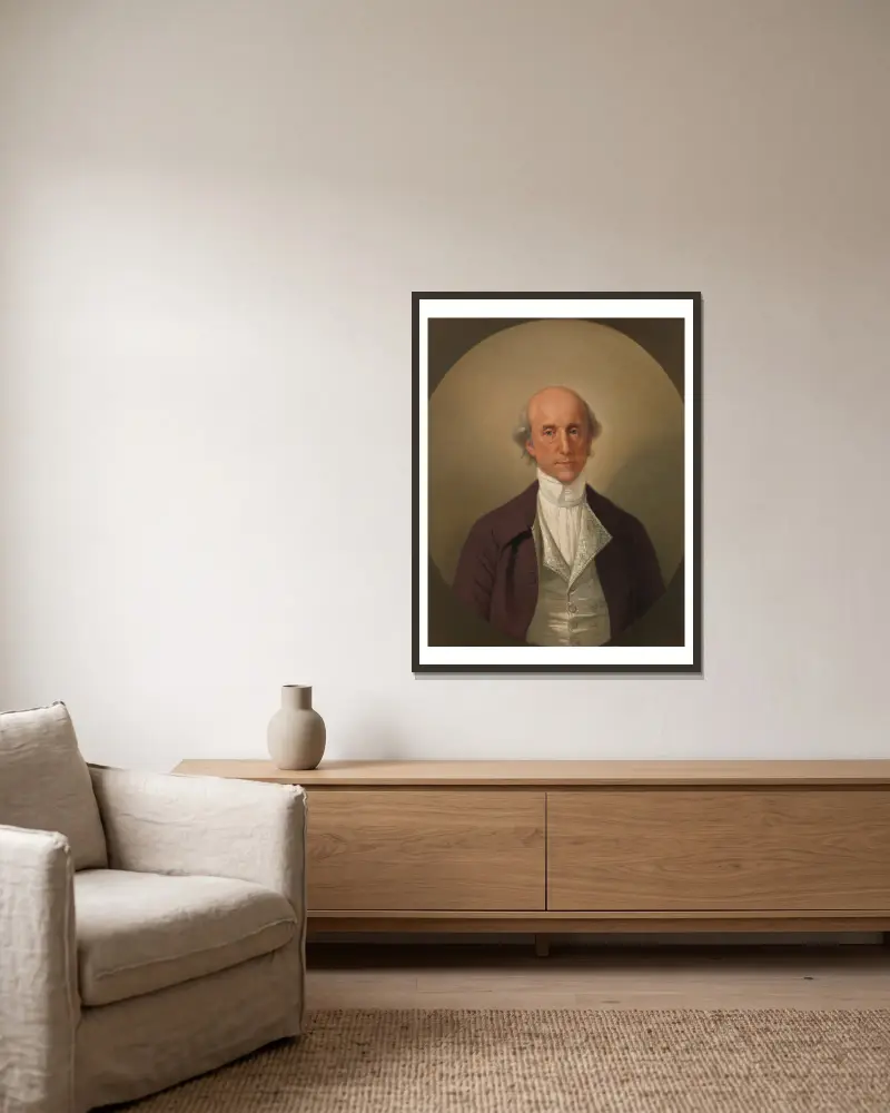 Warren Hastings av Johan Joseph Zoffany inramad på en vägg