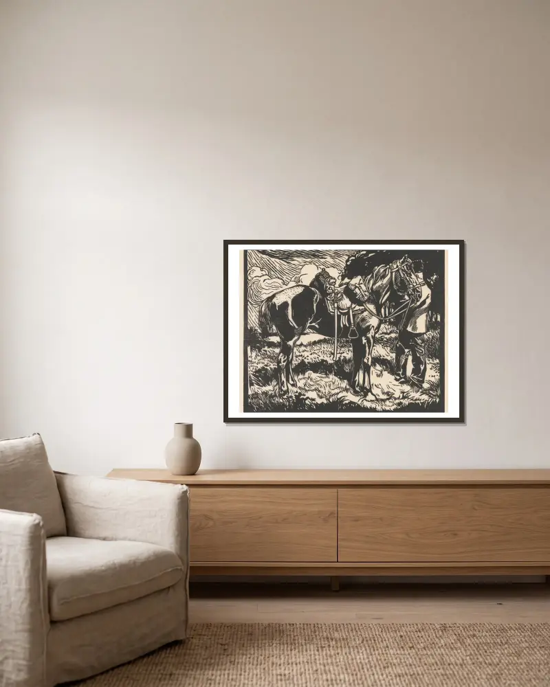 Kavalleriepferd von Johannes Josephus Aarts gerahmt an einer Wand