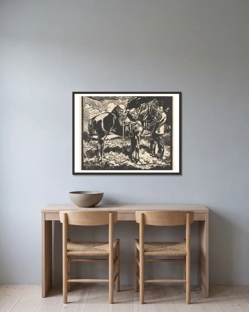 Kavalleriepferd von Johannes Josephus Aarts gerahmt an einer Wand