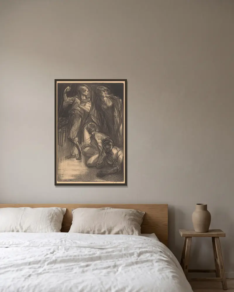 Döden med två män och en kvinna av Johannes Josephus Aarts inramad på en vägg
