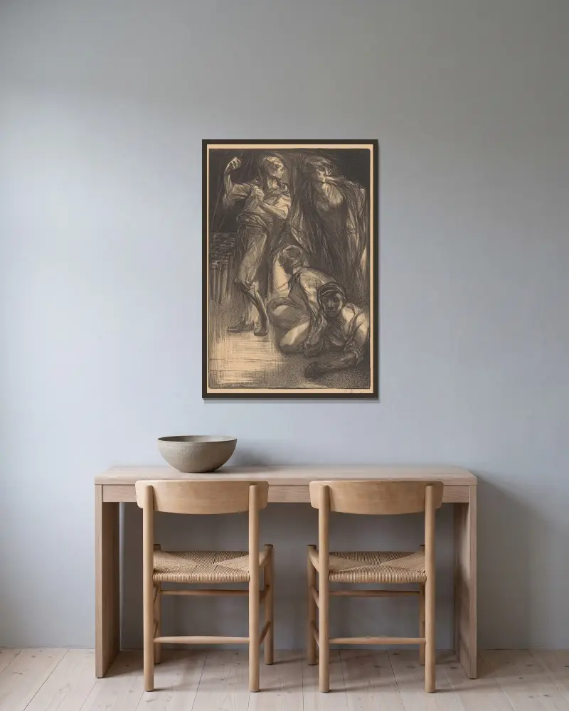 Döden med två män och en kvinna av Johannes Josephus Aarts inramad på en vägg
