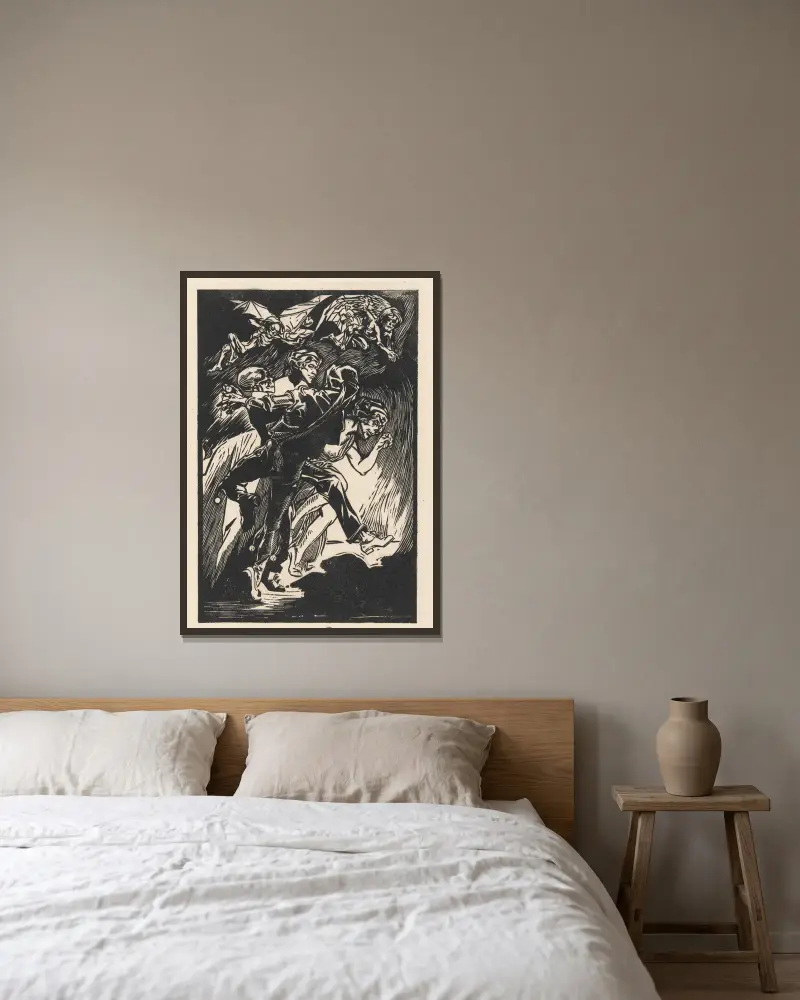Totentanz von Johannes Josephus Aarts gerahmt an einer Wand