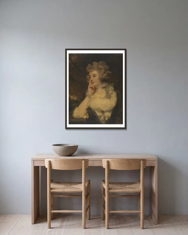 Mrs Jane Braddyll av Sir Joshua Reynolds inramad på en vägg