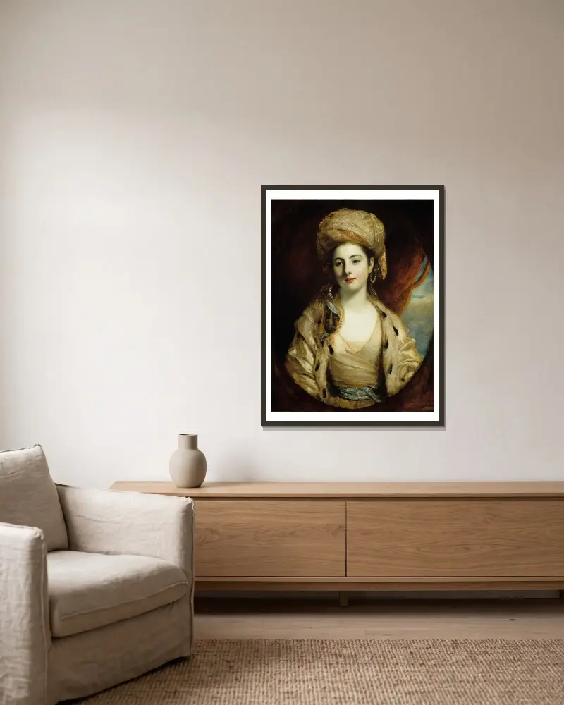Mrs. Richard Paul Jodrell av Sir Joshua Reynolds inramad på en vägg