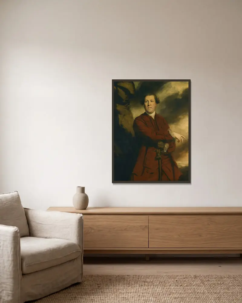 Porträtt av kapten Robert Haldane, av Gleneagles av Sir Joshua Reynolds inramad på en vägg