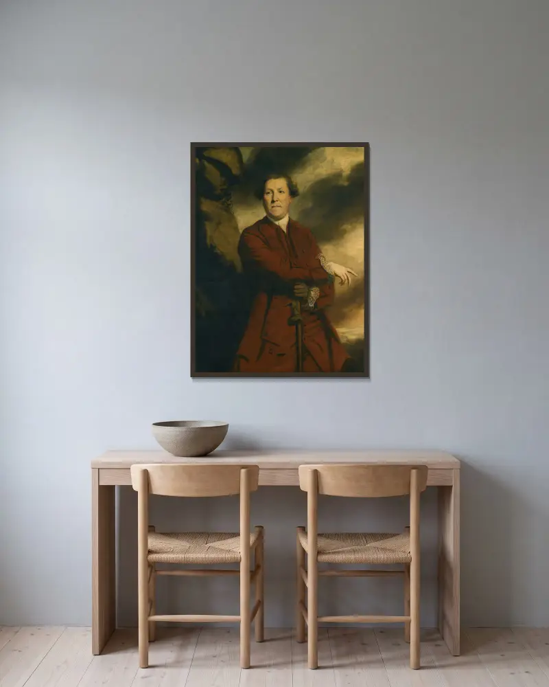 Porträtt av kapten Robert Haldane, av Gleneagles av Sir Joshua Reynolds inramad på en vägg