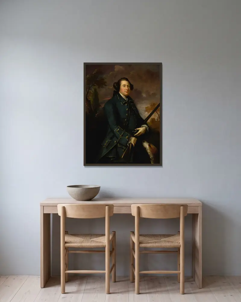 Porträtt av Clotworthy Skeffington, 1:e earl av Massereene av Sir Joshua Reynolds inramad på en vägg