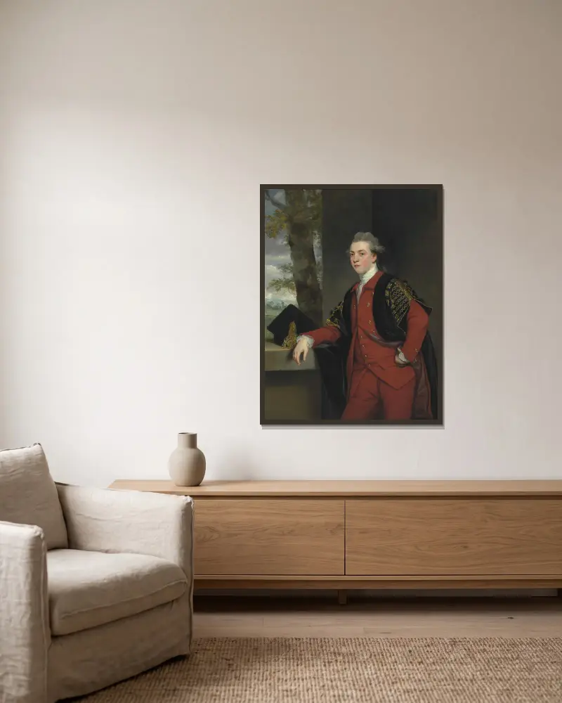 Porträtt av Francis Basset, senare 1:e baron De Dunstanville och Basset av Sir Joshua Reynolds inramad på en vägg