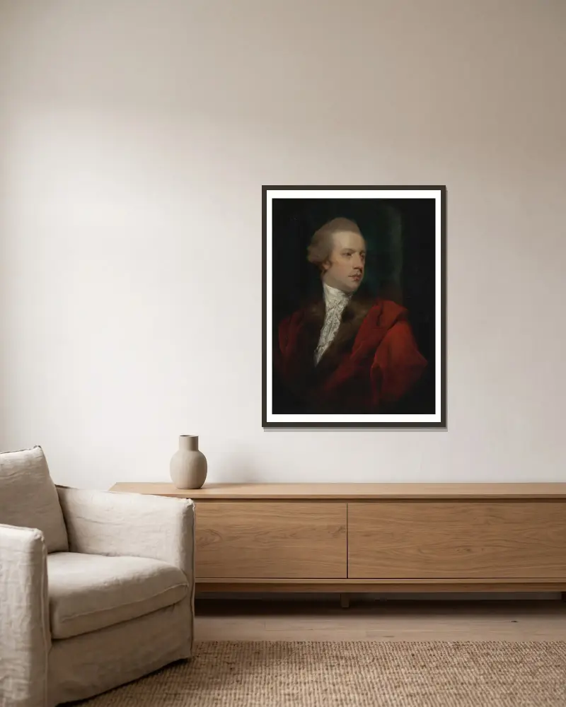 Porträtt av James Coutts, Esquire av Sir Joshua Reynolds inramad på en vägg