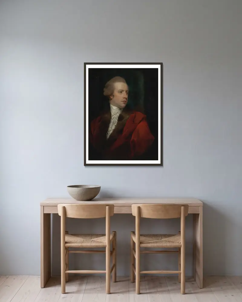 Porträtt av James Coutts, Esquire av Sir Joshua Reynolds inramad på en vägg