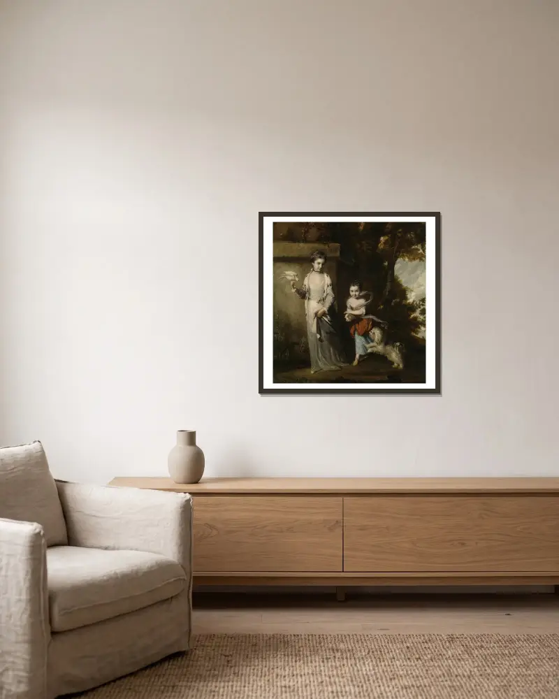 Porträtt av damerna Amabel och Mary Jemima Yorke av Sir Joshua Reynolds inramad på en vägg