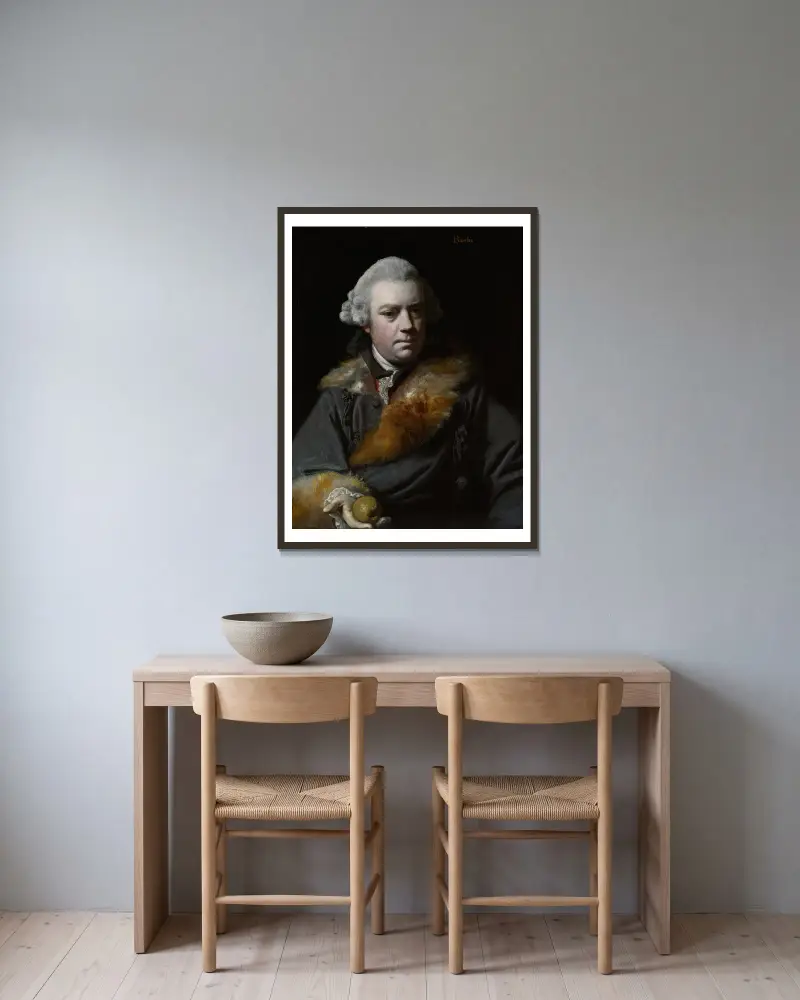 Porträtt av Thomas Bowlby av Sir Joshua Reynolds inramad på en vägg