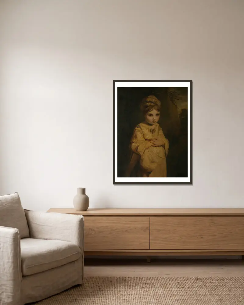 The Strawberry Girl av Sir Joshua Reynolds inramad på en vägg