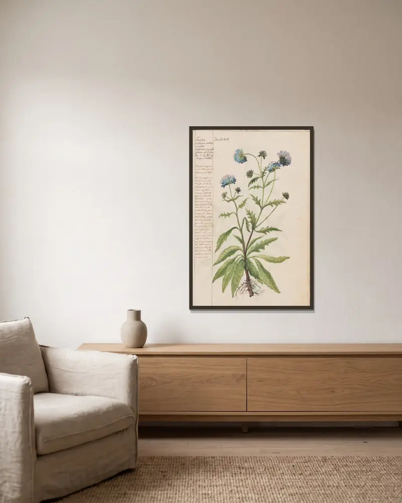 Teufelsabbiss von Joshua Webster gerahmt an einer Wand