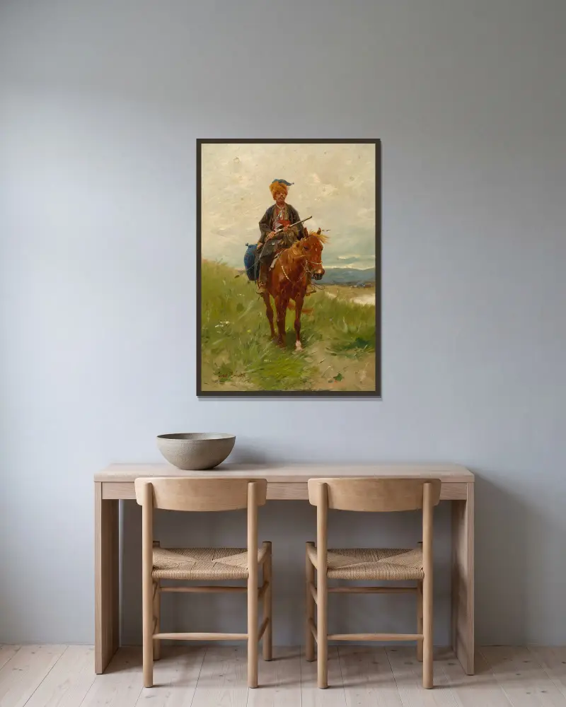 Auf Wache von Jozef Brandt gerahmt an einer Wand