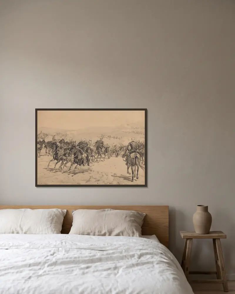 Kolonial slagfält av Jozef Chelmonski inramad på en vägg