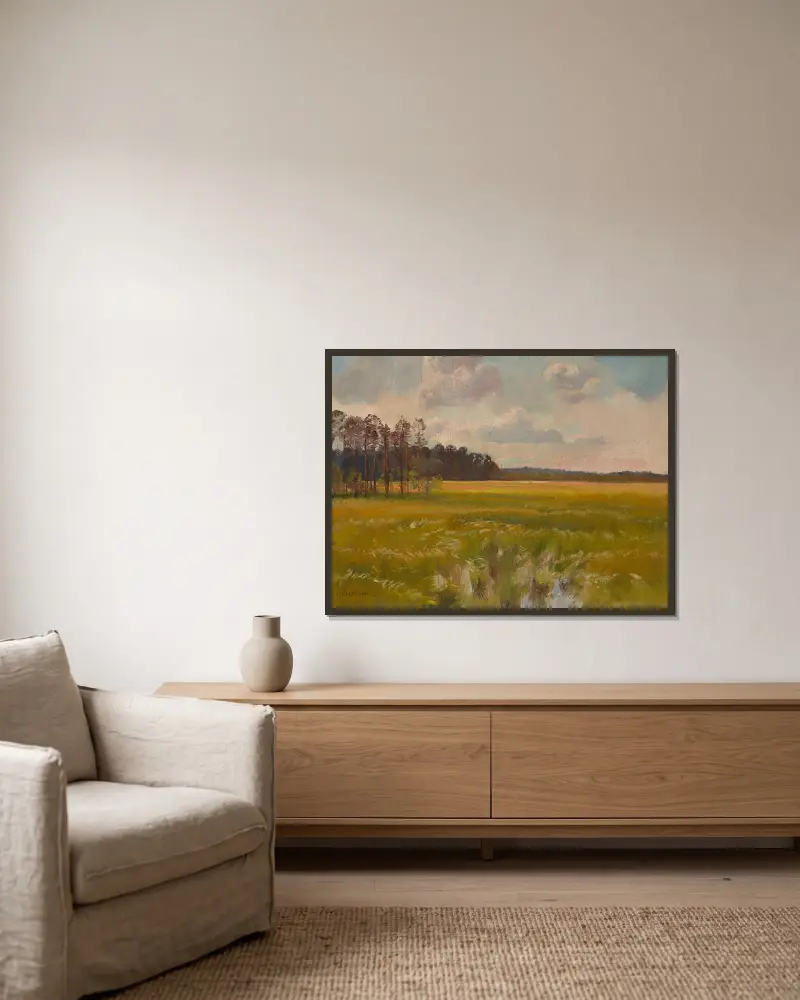 Meadow by the Forest av Jozef Chelmonski inramad på en vägg