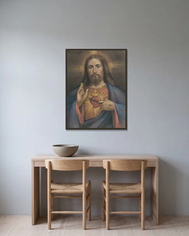 Christus von Jozef Hanula gerahmt an einer Wand