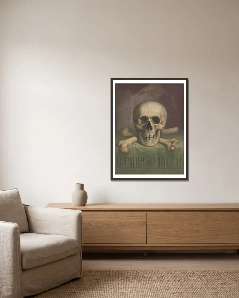 Memento mori von Jozef Hanula gerahmt an einer Wand