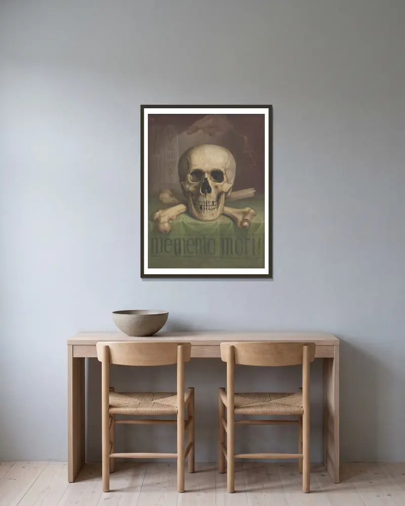 Memento mori von Jozef Hanula gerahmt an einer Wand
