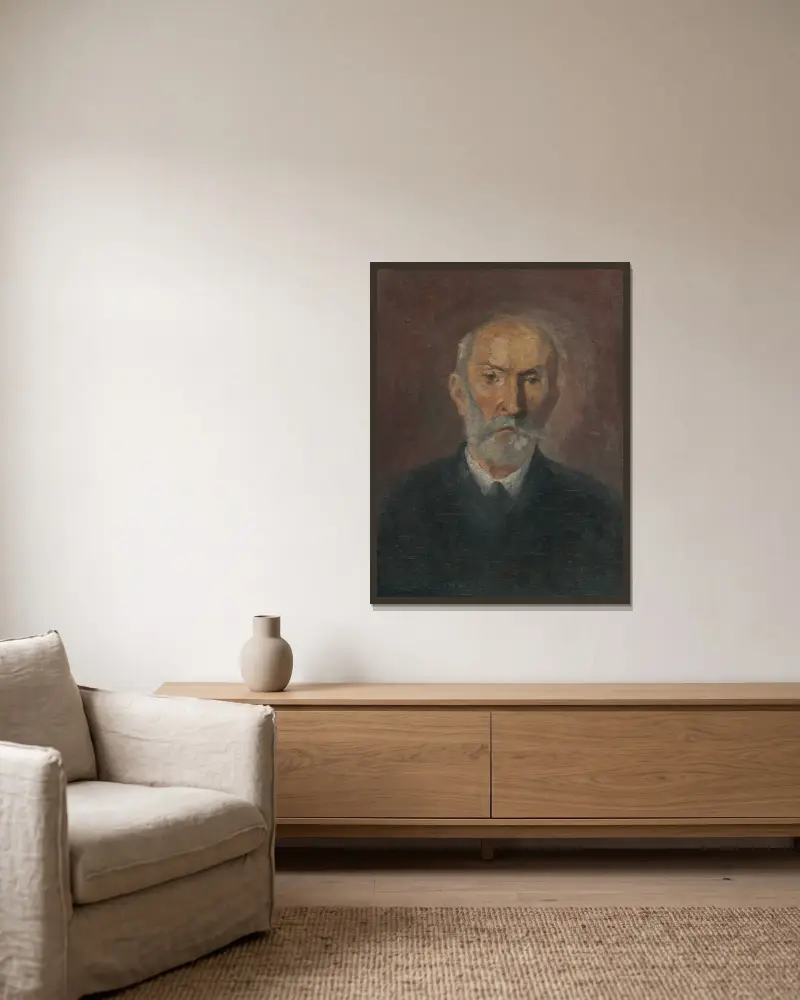 Portrait of a man av Jozef Hanula inramad på en vägg