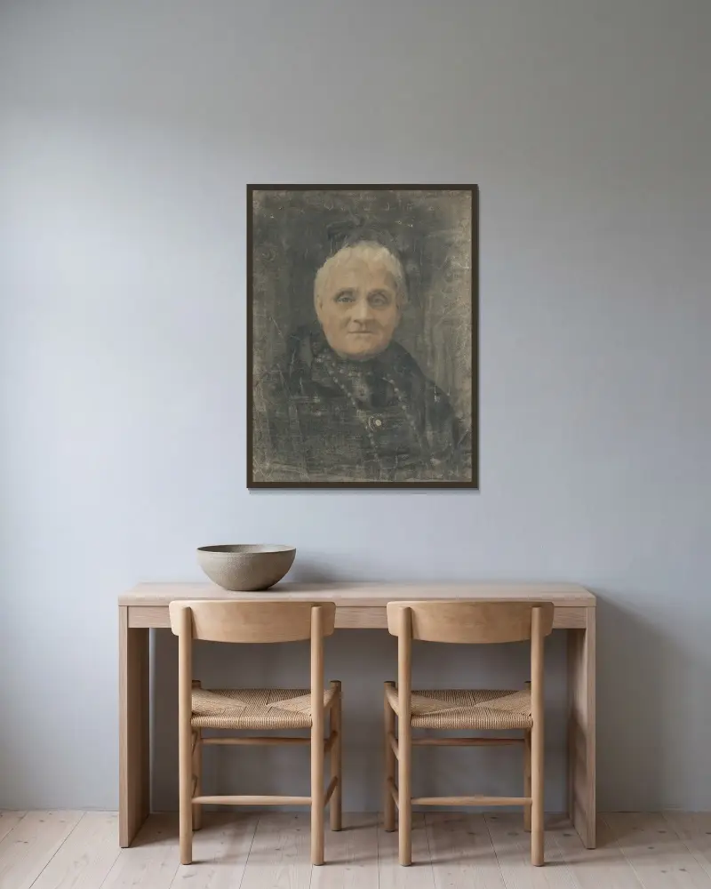 Porträtt av en kvinna, 1928 av Jozef Hanula inramad på en vägg
