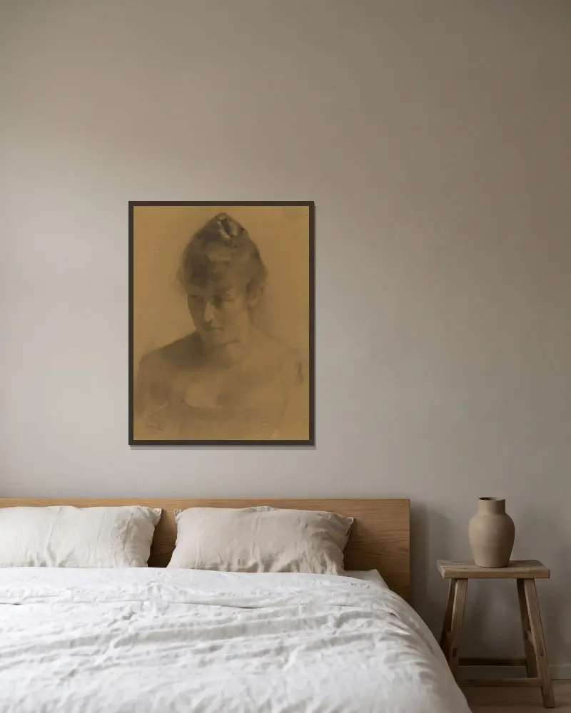 Studie eines Frauenkopfes von Jozef Hanula gerahmt an einer Wand